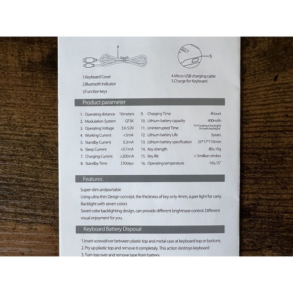 Compact Thin Wireless Bluetooth Keyboard Backlit w Manual Black Lightweight Smal - Picture 12 of 12